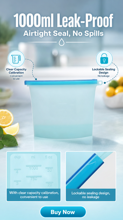 Single Reusable Silicone Storage Bag - 34 oz