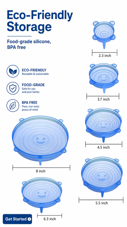 Reusable Silicone Lids – Set of 6