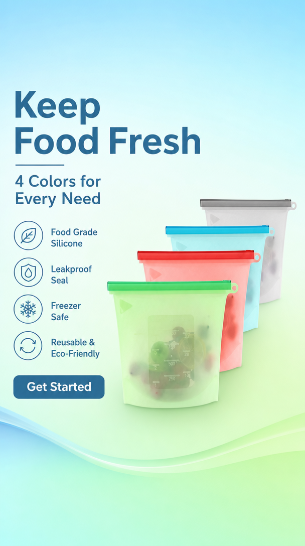 Single Reusable Silicone Storage Bag - 34 oz