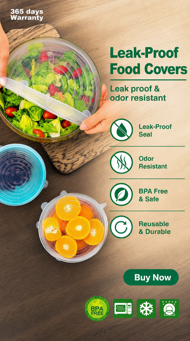 Reusable Silicone Lids – Set of 6