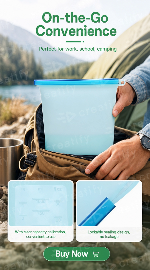 Single Reusable Silicone Storage Bag - 34 oz