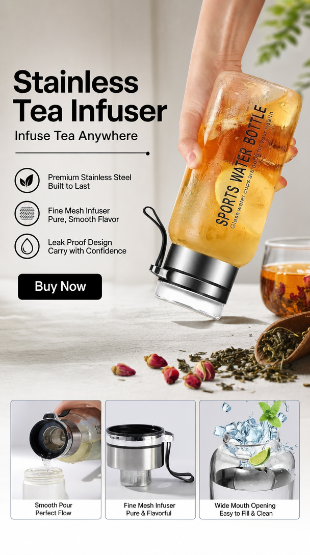 Premium Glass Water Bottle with Infuser